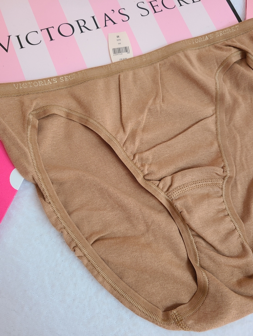 VTG Victoria's Secret Signature Cotton Classic Bikini Panty Size M Tan - Picture 2 of 4